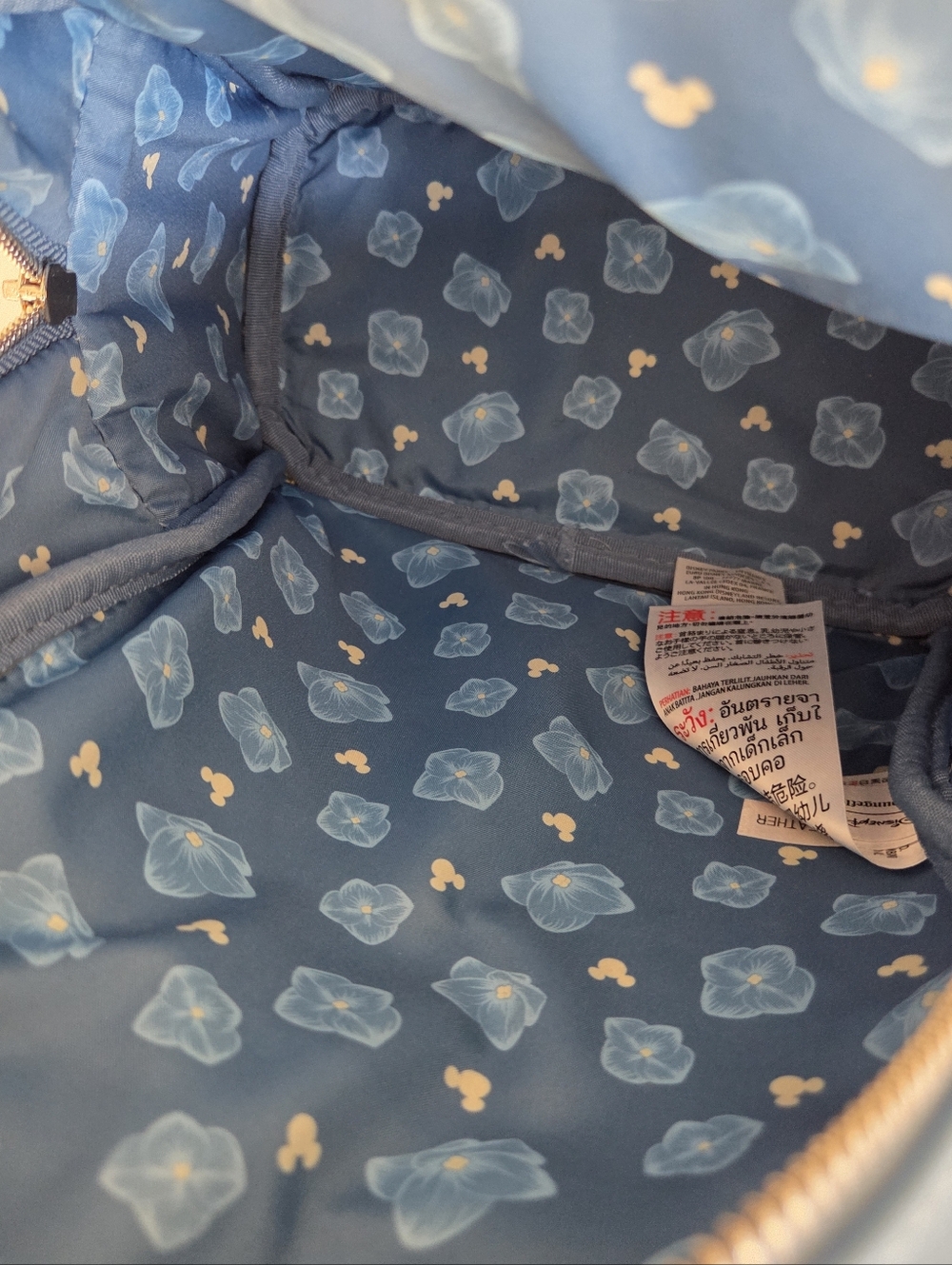 Disney Parks Loungefly Minnie Mouse Hydrangea Blue Sequin Mini Backpack - Picture 10 of 11